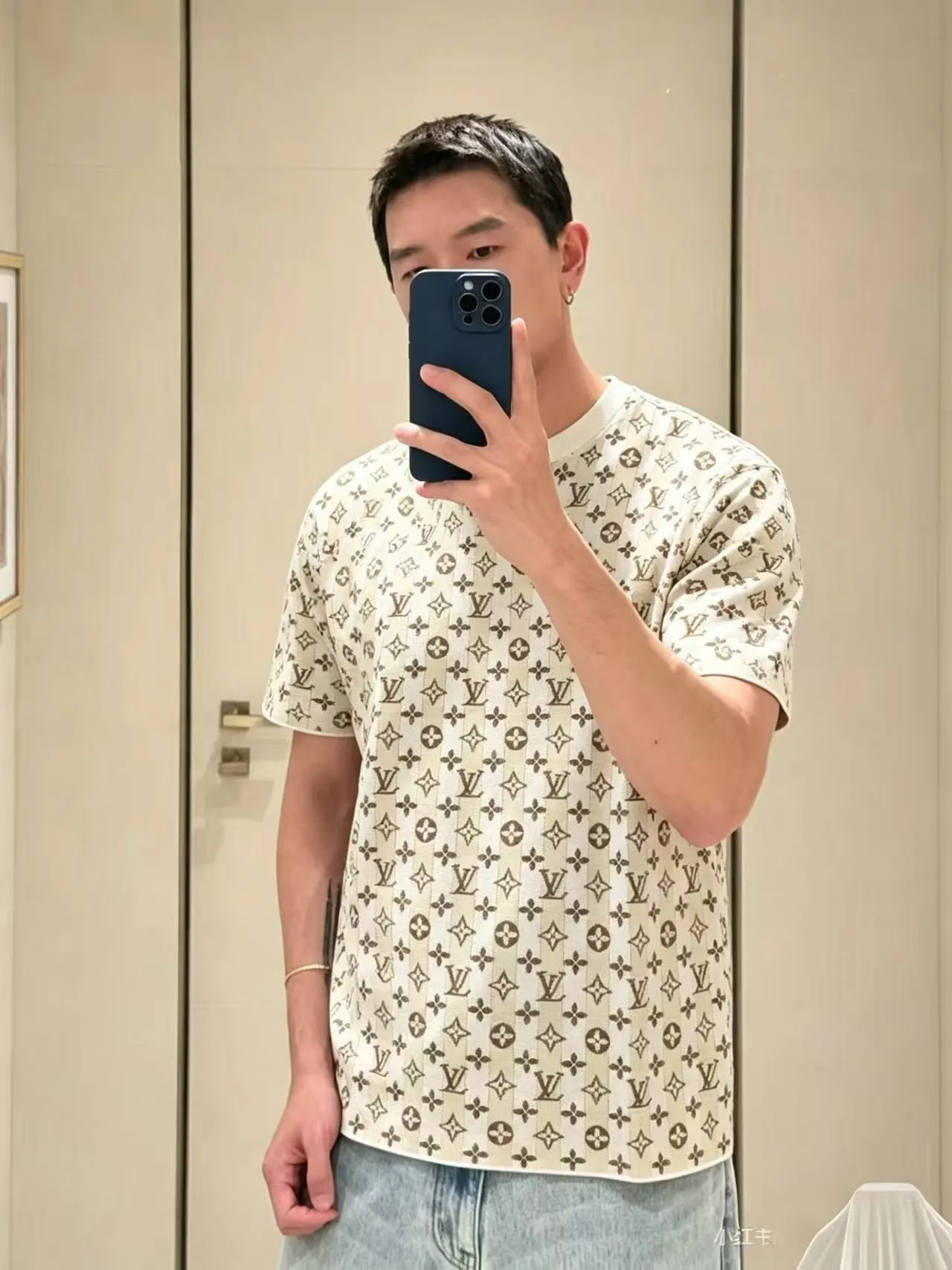 Louis Vuitton/Louis Vuitton 26ss allover old flower jacquard knitted short sleeves